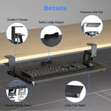 XINLEI Keyboard Tray Under Desk Large C-Clamp 25.6” (30” Including Clamps) x 11.8” Slide-Out Platform Computer Drawer Pull Out Keyboard & Mouse Tray Black DSF4