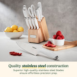 Cuisinart Block Knife Set, 12pc Cutlery Knife Set with Steel Blades for Precise Cutting, Lightweight, Stainless Steel, Durable & Dishwasher Safe, C77SSW-12P