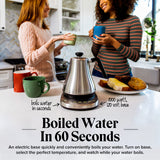 Gooseneck Electric Kettle with Temperature Control - 0.8L Stainless Steel & BPA Free Plastic - Custom Temp Presets for Teas & Coffee - Keep Warm Option