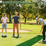 Golf Pong Putting Green Indoor Outdoor Golf Game Set with 2 Putters 2 Golf Balls 2 Golf Cups & Flags FARROLL