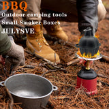 JULYSVE Small Cast Iron Smoker Box & Garlic Roaster Garlic Presses, Pre-Seasoned Wood Chip Smoker Box for Gas/Pellet/Charcoal Grills, Cast-Iron Garlic Baker