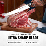 Cutluxe Turkey Carving Knife Set – Carving Fork & Knife for Meat, BBQ, Brisket – Razor Sharp Premium German Steel Full Tang – Artisan Series