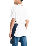 Caldo Linen Kitchen Apron for Cooking- Mens and Womens Linen Bib Apron for Professional Chef, Server, or Barista- Adjustable with Pockets (Navy)