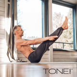 Tone Fitness Premium Extra Thick 1-Inch High Density Exercise Mat with Carry Strap – Non-Slip Workout, Pilates, and Yoga Mat for Home Gym - Color Blue - Mesh Pattern