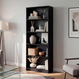Tuhome Basic 71" H x 29" W Bookcase Display Cabinet with 5-Tier Open Display Shelves, Cabinet for Living Room or Bedroom, Wenge