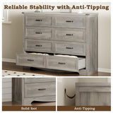 BORNOON 8-Drawer Dresser for Bedroom, Modern Wooden Chest of Drawers with Metal Handles, Anti-Tipping Design, Sturdy and Stable Storage Organizer for Living Room, Entryway, Home Office