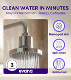 Evana Filtered Shower Head with Filters - Removes up to 99% Chlorine & Heavy Metals - High Pressure Shower Heads – Bathroom Accessories - Shower Filter - Rain Shower Head Filters - Chrome Showerhead