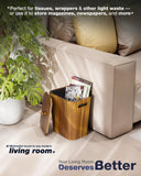BLUEWEST 2.6 Gallons Acacia Wooden Wastebasket with Lid & Plastic Bin – Small Trash Can for Bathroom, Bedroom, Office – Decorative Wood Bin with Handle for Under Counter Use