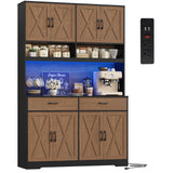 HOSTACK 75" Tall Kitchen Pantry Storage Cabinet, 45" W Hutch, Brown/Black
