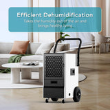 EUHOMY 160 Pints Commercial Dehumidifier for Basement,Large Dehumidifier for Basement With Drain Hose,Timer and 4 Wheels,Industrial Dehumidifiers for Flood Repair,Drying Basement,Warehouse and Factory