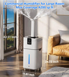 LRAZU 30L/7.93Gal Commercial Humidifier for Large Room 4200 sq ft, 3000mL/H Whole House Humidifiers with Supersized Cool Mist,Quiet Humidifiers for Bedroom, Home,Office, Plants, Warehouse