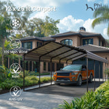 PHI VILLA 12x25 Carport, Metal Carports Canopy Heavy Duty Car Port Garage