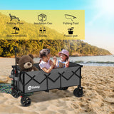 Sekey 48''L Collapsible Foldable Extended Wagon with 440lbs Weight Capacity, Heavy Duty 300L Folding Utility Garden Cart. Grey