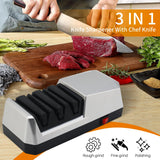 JOVANT Electric Knife Sharpener with 3-step Sharpening System and Diamond Abrasives, Suitable for Most Metal and Ceramic Knives. The Knife Sharpener comes with the Angle Guide Function (ETJ004COMB)