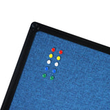 JILoffice Cork Linen Bulletin Board 36 X 24 Inch (Blue), Black Aluminum Frame Wall Mounted Board Memo Pin Board for Office Home and School