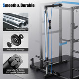 Sportsroyals Squat Rack, LAT Power Cage, Power Rack Multi-Function with Pulley System and Training Attachments for Home Gym