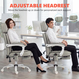 HOMCOM Massage Office Chair with Lumbar Heat, Ergonomic Executive Desk Chair with Adjustable Headrest, 6 Points Vibration, High Back, Reclining, Padded Armrests, Footrest, PU Leather, Light Gray