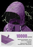 ATLASLAVA Rain Jacket Women Waterproof Long Lightweight Raincoat Hooded Windbreaker Outdoor Trench Coat Purple L