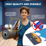 OMFLEX Kids Yoga/Exercise Mats – Premium Non-Slip Mats with Fun Prints for Kids Ages 5-13 – Dolphins, Car, and Supergirl Designs – Includes Carrying Strap