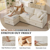 Ihanherry 103" Modular Sectional Sofa with Storage, L Shaped Cloud Couch with Movable Ottomans & 4 Pillows