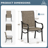 MFSTUDIO Patio Dining Chairs Set of 6, Brown Textilene Mesh Fabric