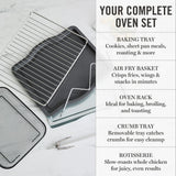 Martha Stewart French Door Air Fryer Toaster Oven Combo, 34QT Countertop Convection, 12-in-1, Bake, Broil, Roast, Fits 12” Pizza, Dehydrate, 5 Accessories, Air Fry Basket, Stainless Steel, Linen White