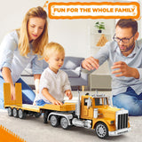 KIDMARKT 39.6" Giant RC Semi-Trailer Truck for Kids | 16-Channel Remote Control Transport Truck with Lights & Sounds, Rechargeable Construction Vehicle Toy, Birthday Gifts for Boys Ages 6+(2026 New)