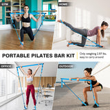Pilates Equipment, Pilates Bar Kit with Resistance Bands, Multifunctional Resistance Bar with Heavy Adjustment Exercise Bands, Portable Home Gym Workout Equipment