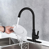 Kohonby Single Handle Kitchen Faucet Stainless Steel Matte Black, Modern High Arc Kitchen Sink Faucet, Commercial Bar Sink Faucet One Hole with Deck