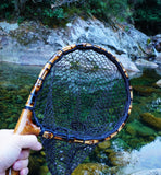 Nuoviyiya Fly Fishing Net with Release, Lightweight Trout Fishing Net with Wooden Handle Frame, Rubber-Coated Mesh Landing Nets for Minnow, Catch and Release