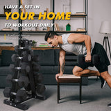 RITFIT Rubber Hex Dumbbells Set with Rack, 180-780LB Heavy-Duty Cast Iron Core, Knurled Chrome Handle, Space-Saving Storage Rack for Home Gym Strength Training