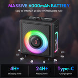 Karaoke Machine, Portable Bluetooth 5.3 Speaker with 2 Wireless Microphones for Adults, 200W Retro Leather PA System with Pitch Correction, Supports TV/TWS/TF Card/USB/AUX/Live (2MICS)