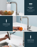 FORIOUS Touchless Waterfall Kitchen Faucets, Brushed Nickel Kitchen Sink Faucet with Pull Down Sprayer, Stainless Steel Modern Contemporary Kitchen Faucet Hands-Free for Laundry Bar Rv Farmhouse