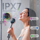 TECKNET Bluetooth Shower Speaker, IPX7 Waterproof Portable Wireless Speaker with RGB Light, BT 5.3, 10H Playtime, Built-in Mic, Suction Cup & TWS HD Stereo for Bath Beach Travel - Gift Ideas (Black)