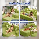 RENDGO 97 Inch Double Chaise Lounge Chair, Light Green