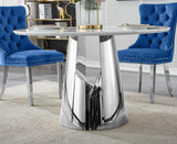 Maotifeys 45'' Round Dining Table White Marble Dining Room Table for 4-6, Circle Faux Marble Kitchen Table with Silver Mirrored Stainless Steel Base for Dining Room, Bistro, Breakfast (Table Only)