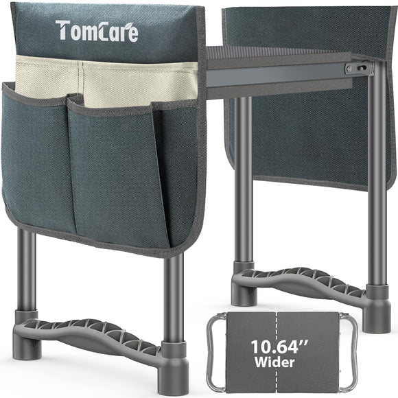 Garden Kneeler and Seat 10.64” Wider Larger Soft Kneeling Pad Garden Bench with 2 Large Tool Pouches, Grey