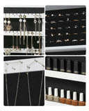 SONGMICS Lockable Jewelry Cabinet Armoire with Mirror, Wall-Mounted Space Saving Jewelry Storage Organizer, White UJJC51WT