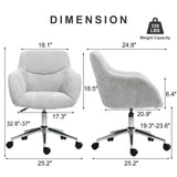 Home Office Desk Chairs Swivel Small Computer Chair with Wheels, Upholstered Vanity Chair Adjustable Height Chenille Office Chair for Living Room Dorm Bedroom