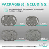 Fitvids Cast Iron 1" Standard Weight Plates Including 5FT Standard Barbell Bar & Star Locks, 95 Pounds Set