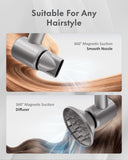 Rudd Hair Dryer with Diffuser, High Speed Hair Dryer with Display, 160000 RPM Brushless Motor for Fast Drying, 500 Million Negative Inoic Low Noise, Grey