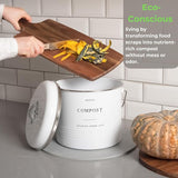 Kitchen Compost Bin – 1.3 Gallon Countertop Farmhouse Compost Container With Lid