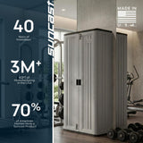 Suncast Tall Storage Cabinet for Garage Organization - 72" Freestanding Utility Closet with Shelving for Garden Supplies, Paint Cans & Outdoor Tools, Multi-Wall Resin Construction, Platinum