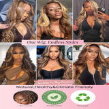 OiMiGO 30In Long Straight HD Lace Front Human Hair Wig, 13 * 4 Strawberry Blonde Mixed Platinum Blonde Ombre Highlight Lace 100% Remy Virgin Hair, Glueless Pre Plucked with Baby Hair Natural Hairline