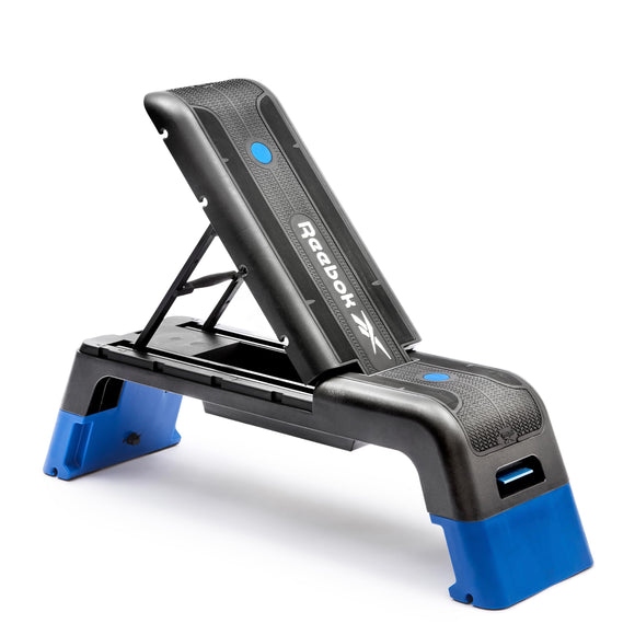 Reebok Deck Multipurpose Adjustable Bench Aerobic Strength Training Incline and Decline, Blue Reebok