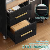 YITAHOME File Cabinet with Charging Station, Printer Table Cabinet for Home Office, Black