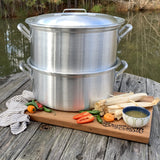 Bayou Classic 300-462 Aluminum Half-Bushel Steamer Features Sturdy Riveted Handles Domed Vented Lid Steams Half a Bushel Perfect For Seafood Oysters Vegetables and More