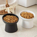 KITCHENLESTAR Elevated Cat Bowls, 15° Tilted Ceramic Raised Cat Food and Water Bowl Set, Whisker-Friendly Porcelain Pet Feeder Dishes for Indoor Cats and Small Dogs,Black & White Mixed,5.2 Inch,4 Pack