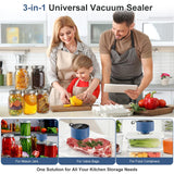 ZECLU Electric Mason Jar Vacuum Sealer Kit, Automatic Jar Sealer for Wide and Regular Mouth Mason Jars, Portable Cordless Vacuum Sealer for Canning and Food Storage, Includes 20 Lids, 24 Labels, Blue