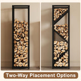 HongTaok Firewood Rack Indoor 47 Inch Tall, 4-Tier Heavy-Duty Firewood Holder for Fireplace with Minimalist Style, Decorative Log Rack, Flexible Storage, Space-Saving, Easy Assembly, Black